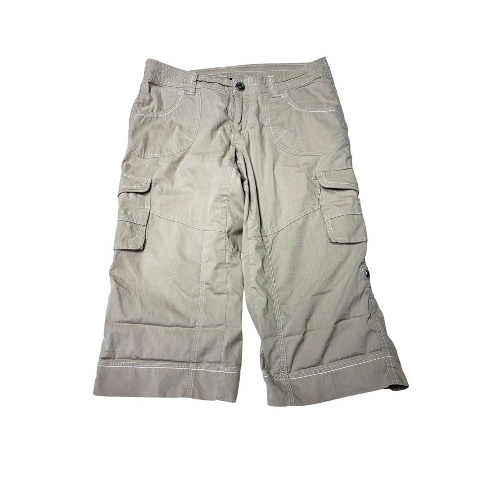 Kuhl Splash Metro Tan Khaki Cargo Capri Pants Womens 6 32X18 Hiking Utility